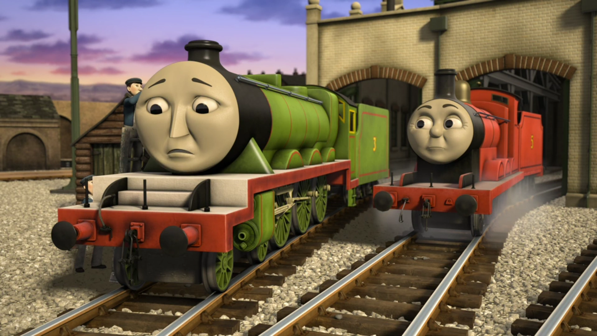 ジェームスとティドマス機関庫にいる調子の悪いヘンリー