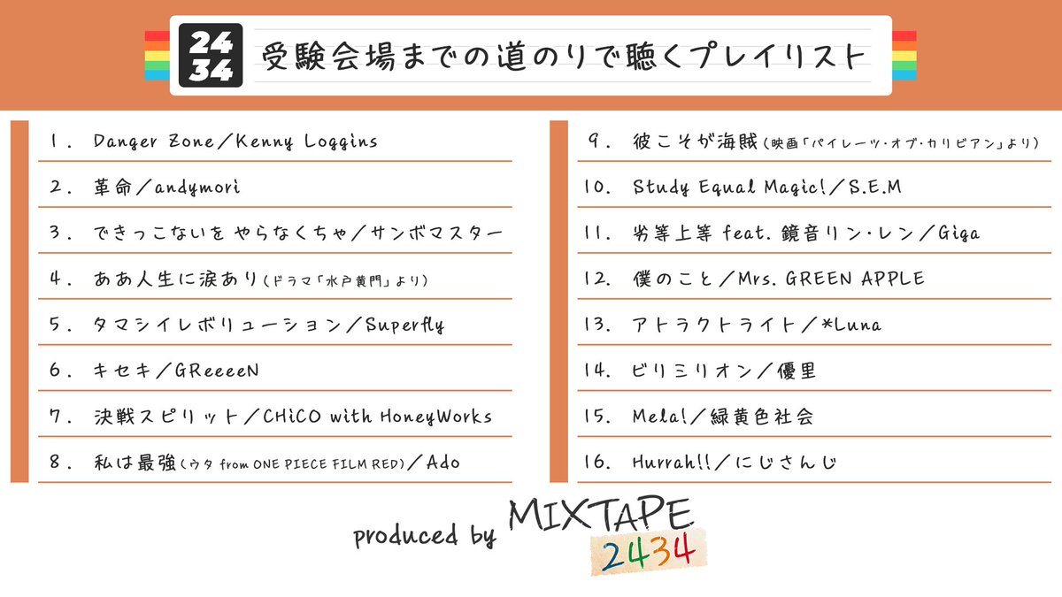 受験会場までの道のりで聴くプレイリスト