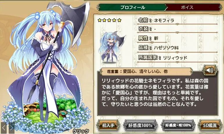 ネモフィラ Flower Knight Girl Wiki