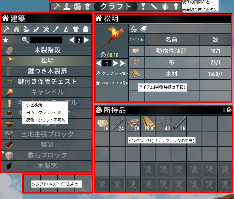 各種画面の見方 7 Days To Die Japan Wiki