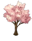舞い散る桜の木