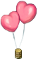 ハートの風船：ピンク