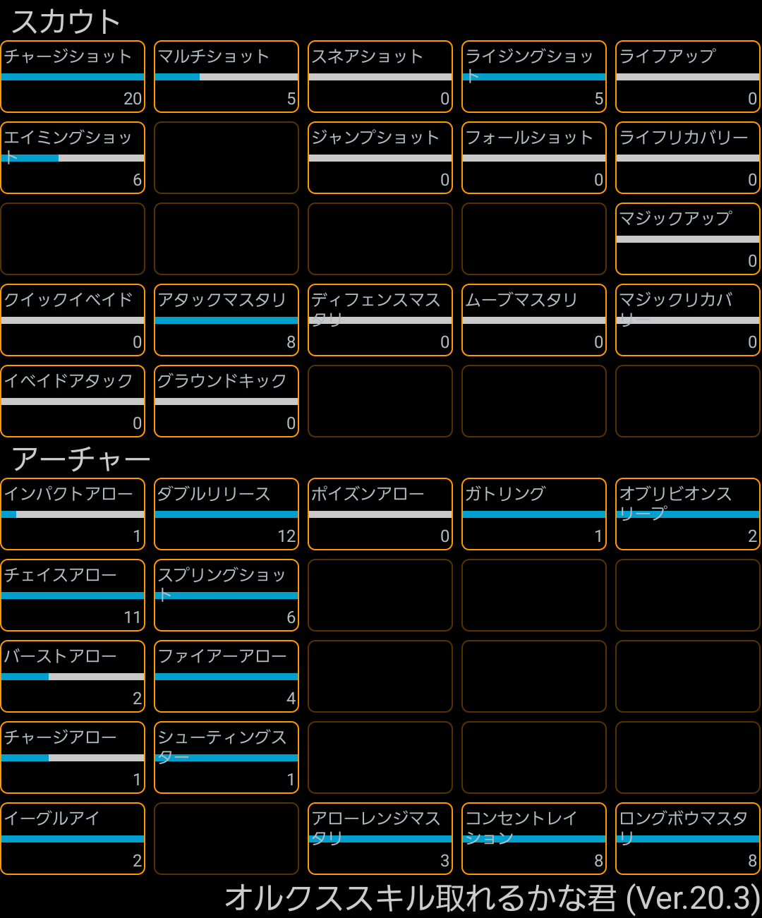 みんなのスキル振り アーチャー 9 オルクスオンライン Ver3 0 Wiki みんなのスキル振り アーチャー 9 オルクスオンライン Ver3 0 Wiki