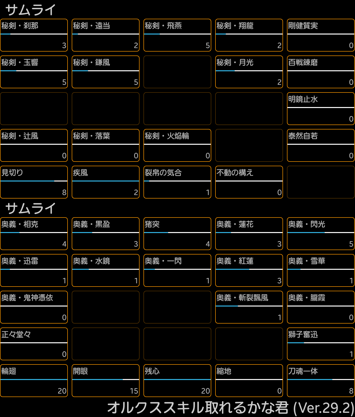 みんなのスキル振り サムライ 15 オルクスオンライン Ver3 0 Wiki みんなのスキル振り サムライ 15 オルクスオンライン Ver3 0 Wiki