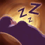 [睡眠Ⅱ] 深い眠りにつきました。ダメージを受けるとすぐに目覚めます。(n秒持続)