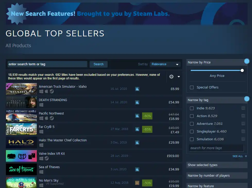 Global Top Sellers on Steam