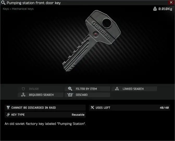 Pumping station front door key-summary.png