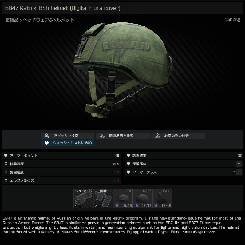 6B47 Ratnik-BSh helmet (Digital Flora cover) / 日本語名称無し（英名称と同じ） - Escape  from Tarkov Wiki*