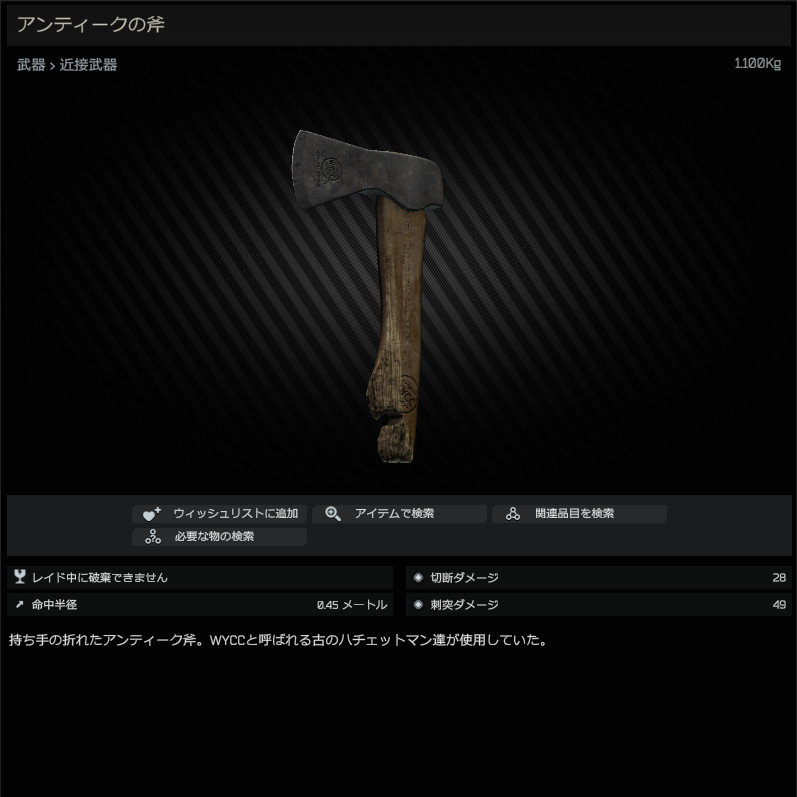 Antique axe / アンティークの斧 - Escape from Tarkov Wiki*