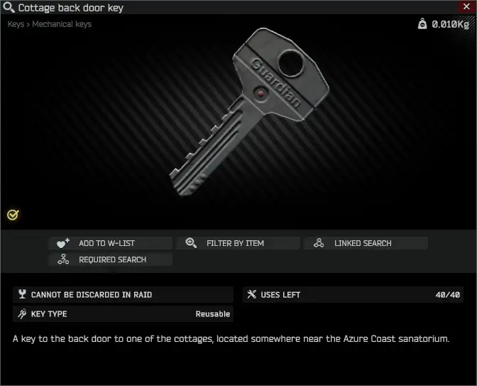 Cottage back door key-summary.png