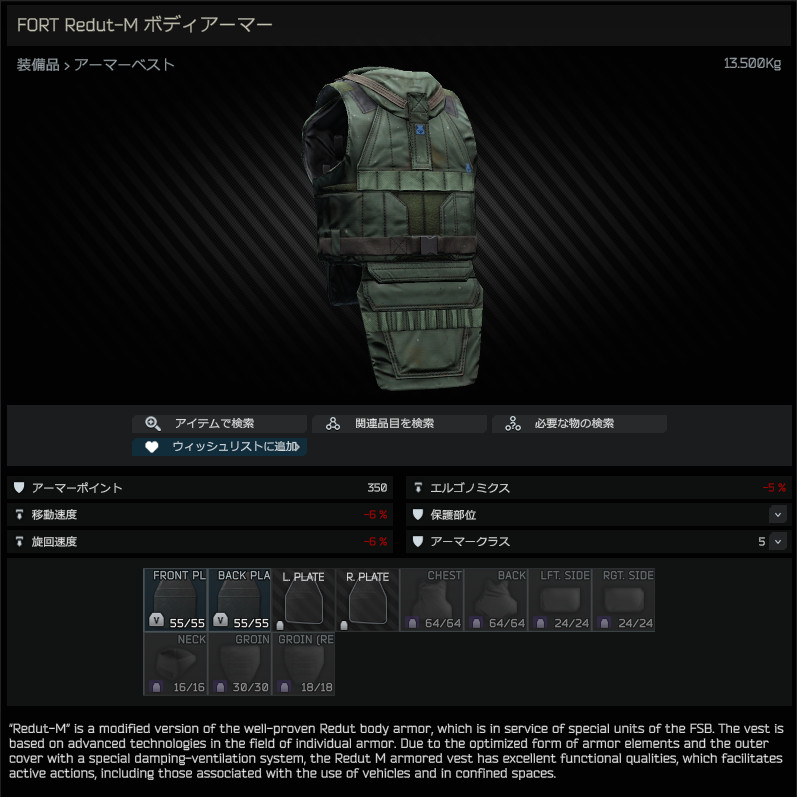 FORT Redut-M body armor / FORT Redut-M ボディアーマー - Escape from Tarkov Wiki*