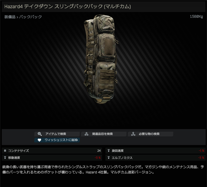 Hazard 4 Takedown sling backpack (MultiCam) / Hazard4 テイク