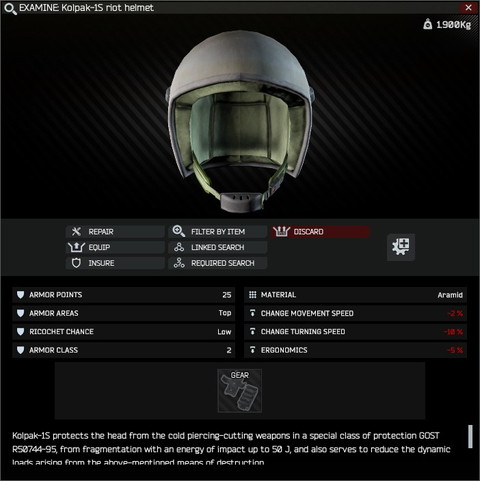 Kolpak-1S riot helmet - Escape from Tarkov Wiki*