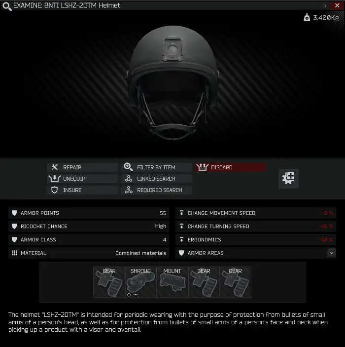 BNTI LShZ-2DTM helmet (Black) - Escape from Tarkov Wiki*