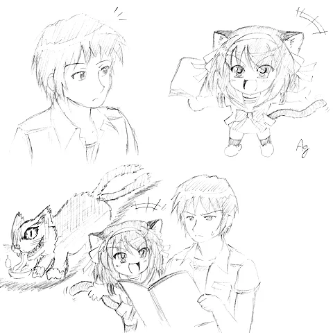 131-409 haruhi_nuko_reads_the_ghost_cat_book_with_kyon.png