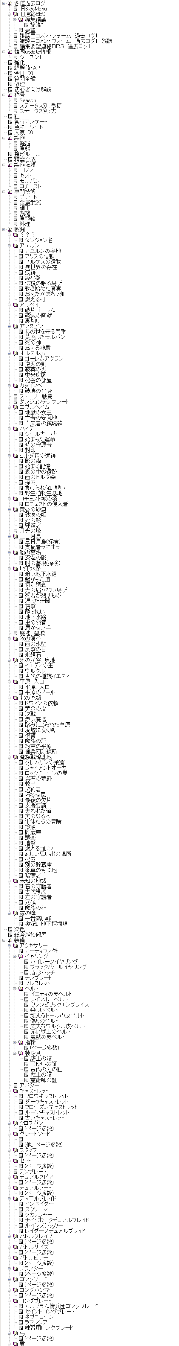 第一回マビノギ英雄伝wikiのページ階層調査結果 マビノギ英雄伝 Wiki