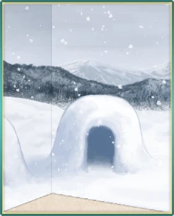 雪景色かまくらと鳥居の壁.png