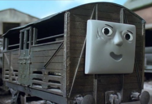 TV版第2シーズンの顔付グレート・ウェスタン鉄道の家畜貨車（いたずら貨車の顔）
