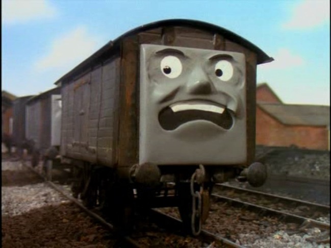 TV版第5シーズンのロンドン・ブライトン・アンド・サウス・コースト鉄道の有蓋貨車3（大型模型の顔）