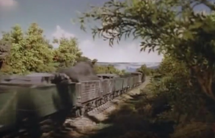 TV版第2シーズンのジェームスとダグラスと共にゴードンの丘を登っている無蓋貨車