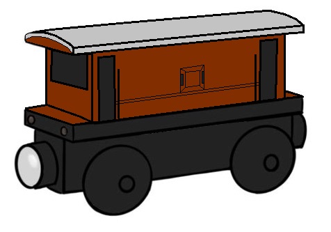 木製レールシリーズの茶色のイギリス国鉄の20トンブレーキ車（絵）