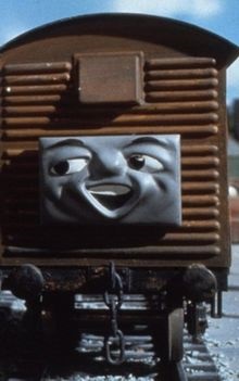 TV版第4シーズンのいじわる貨車の顔のLNERの12トン有蓋貨車