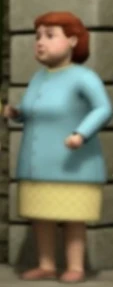 TV版第16シーズンの水色のカーディガンを着た女性