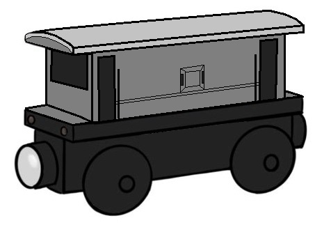 木製レールシリーズの灰色のイギリス国鉄の20トンブレーキ車（絵）