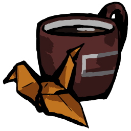 コーヒーと折り鶴