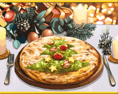 クリスマスツリーピザ