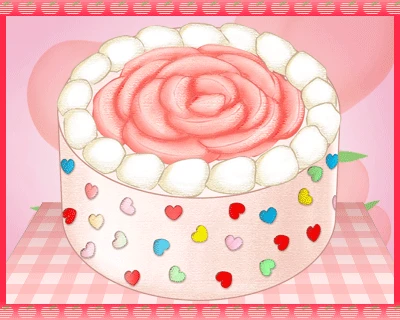 咲き誇る桃ケーキ