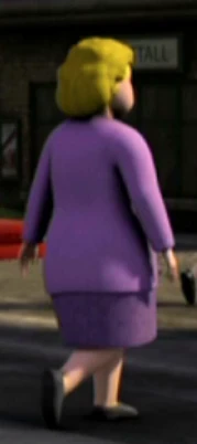 TV第18シーズンの紫色のカーディガンを着た女性
