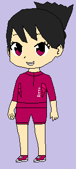 中学生時代の赤紫体操服を着た山下桃子（二つぐくり）