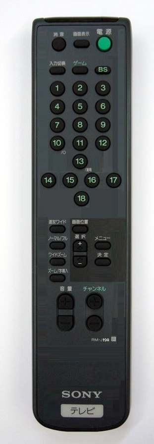 ボタン数字18個のRM-J19Aのリモコン