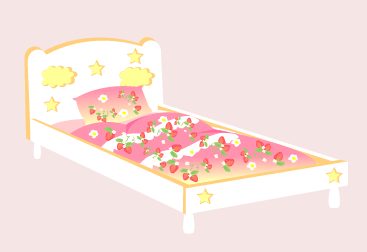 いちご柄のベッド