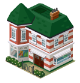 緑屋根のストライプハウス/赤
