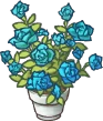 青いバラの鉢植え