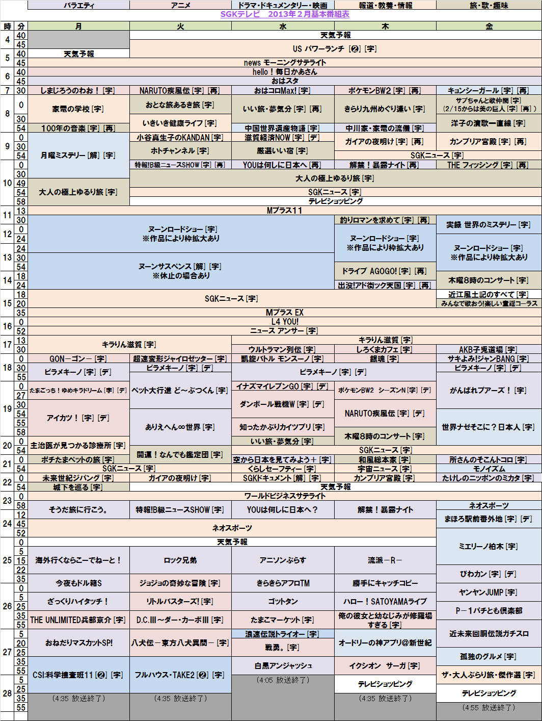 番組表 滋賀県民テレビ Wiki