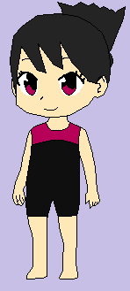 中学生時代の赤紫と波黒競泳水着をはいた山下桃子