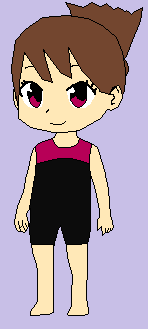 中学生時代の赤紫と波黒競泳水着を着た永元麻帆