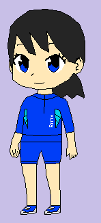 中学生時代の青色体操服を着た笹尾優奈