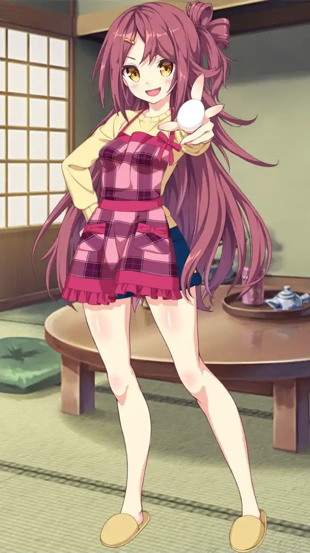 篁つくし 桃×紫チェックエプロン.jpg 篁つくし 桃×紫チェックエプロン.jpg